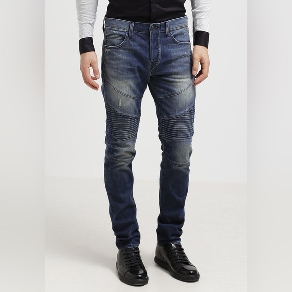 True Religion Blue Acod Spot Washed Slim Moto Jeans 30W - Picture 1 of 11